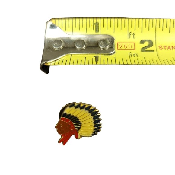 Vintage‎ 1970s Native American with Headdress Cloisonne Enamel Lapel Pin - Picture 2 of 3